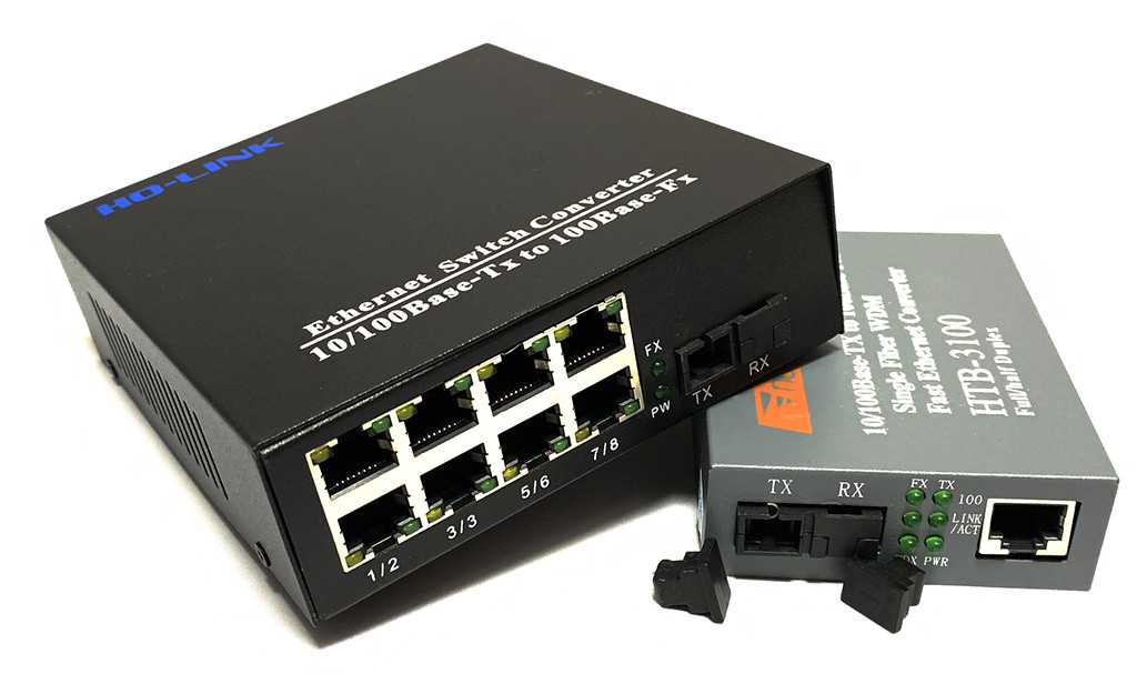 Converter quang Netlink 1 ra 8 Cổng LAN HTB-3100/HL-SF1008D