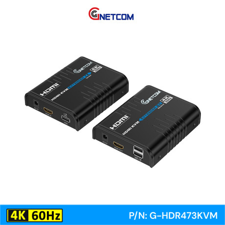Bộ chuyển đổi HDMI sang lan 120m 4K60Hz có cổng USB GNETCOM G-HDR473KVM