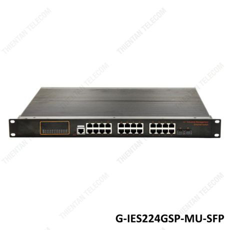 Switch quản lý poe công nghiệp GNETCOM 26 cổng Rj45 10/100/1000M + 2 SFP 1.25G G-IES224GSP-MU-SFP