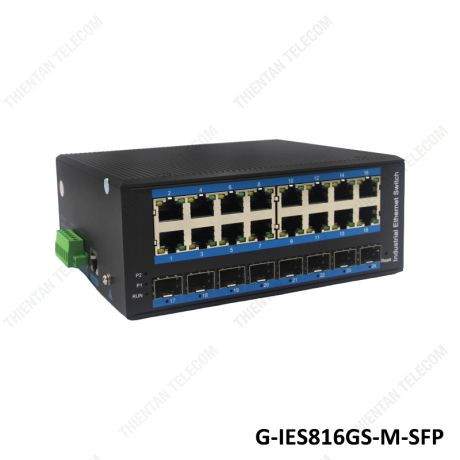 Switch quản lý công nghiệp GNETCOM 24 cổng gigabit G-IES816GS-M-SFP