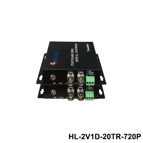 Converter quang video 2 kênh GNETCOM HL-2V1D-20T/R-720P | hỗ trợ ptz