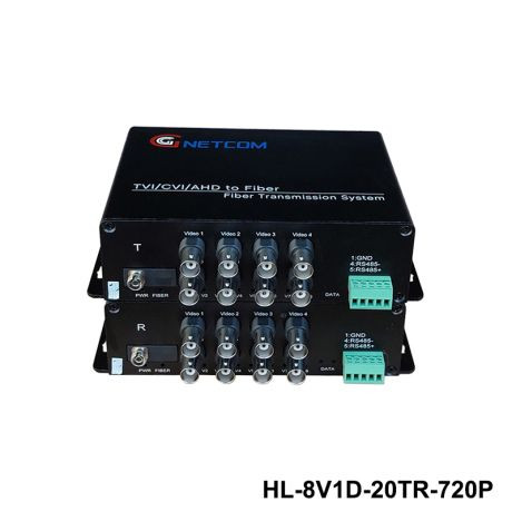 Bộ chuyển đổi Video sang quang 8 kênh GNETCOM HL-8V1D-20T/R-720P | hỗ trợ ptz