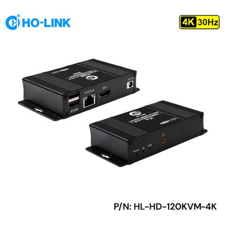 Bộ kéo dài HDMI qua LAN 120M 4K kèm cổng USB HL-HD-120KVM(4K)
