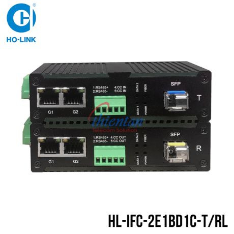 Bộ chuyển đổi quang công nghiệp 2 cổng mạng 1 cổng RS485 1 cổng contact closuare HO-LINK HL-IFC-2E1BD1C-TRL 