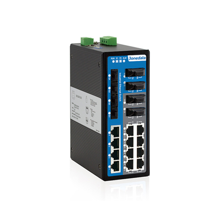 Switch công nghiệp 3Onedata IES3020-4GS-4F | 12 Lan + 4 Quang + 4 SFP 