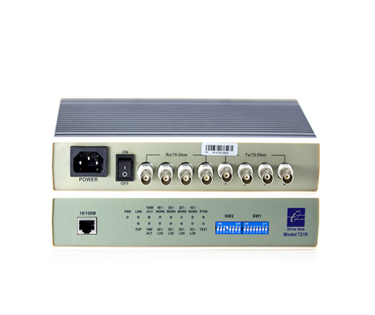 Bộ chuyển đổi 4 port E1 (75 ohm BNC) sang Ethernet 3Onedata MODEL7210
