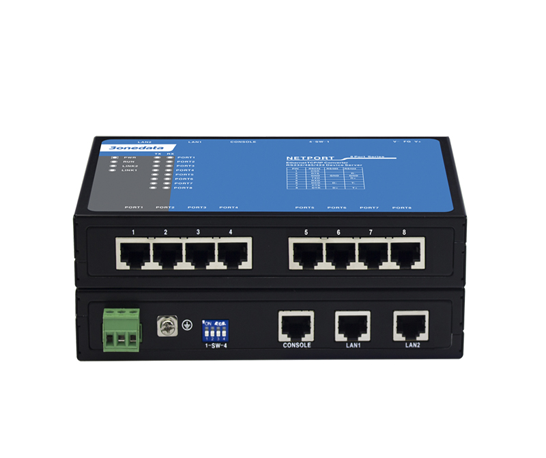 Bộ chuyển đổi 8 cổng RS-232/485/422 sang 2 cổng Ethernet 3Onedata NP318T-8D (3IN1)
