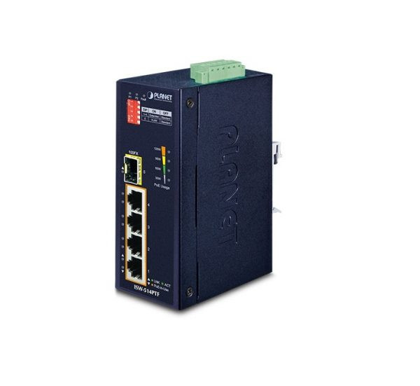 Switch PoE công nghiệp Planet ISW-514PTF, 4 port 10/100M, 1 SFP uplink