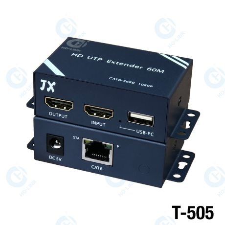 T-505 bộ chuyển đổi HDMI sang lan 60m có usb HO-LINK