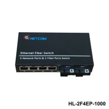Switch quang PoE chuyển tiếp HOLINK HL-2F4EP-1000 | 2 port fiber,4 lan PoE 10/100/1000M