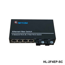 Switch quang PoE chuyển tiếp Gnetcom HL-2F4EP-SC | 2 port fiber,4 lan PoE 10/100M