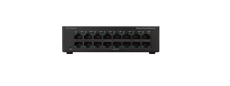 TỔNG QUAN VỀ CISCO SMALL BUSINESS SF110D-16 Sản phẩm SF110D-16 cổng 10/100 PoE của Cisco. Thiết bị chuyển mạch Cisco 110 Series hoạt động ngay lập tức, không cần cài đặt phần mềm và không cần cấu hình. Mỗi cổng chuyển mạch tự đặt cho mình tốc độ tối ưu và xác định tự động chạy ở chế độ bán song công hay song công. Là một giải pháp dựa trên tiêu chuẩn của Cisco, thiết bị chuyển mạch Cisco 110 Series cũng được thiết kế để đáp ứng ngay lập tức tất cả các thiết bị trong mạng của bạn .  CISCO việt nam Chính hãng nhà phân phối sản phẩm Cisco uy tín danh tiếng, chuyên nghiệp tại Việt Nam. Tất cả sản phẩm Cisco SBM SF110D-16 được Cisco chính hãng phân phối là sản phẩm chất lượng, có đầy đủ giấy tờ chứng minh xuất xứ và chất lượng sản phẩm CO,CQ (bill of lading, invoice, packing list, tờ khai Hải Quan). Vui lòng liên hệ trực tiếp với bộ phận kinh doanh tại Hồ Chí Minh và Hà Nội nếu bạn cần trợ giúp thông tin về Cisco SBM SF110D-16 chính hãng…  SF110D-16 CSCO SUP ESS 8X5XNBD SF110D-16 16-Port 10/100 Desktop switch