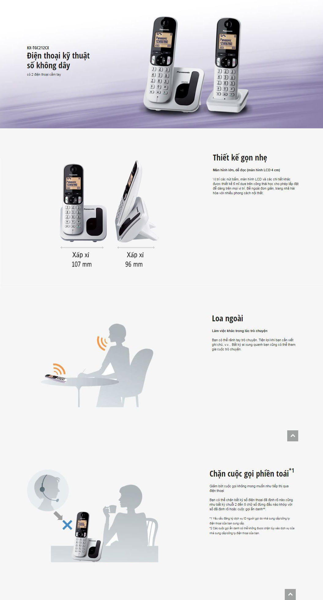 Điện thoại mẹ bồng con Panasonic KX-TGC212CX