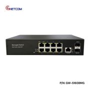 Switch quản lý L2 Gnetcom 8 cổng RJ45 gigabit + 2 SFP 1.25G GW-S1608MG