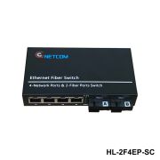 Switch quang poe chuyển tiếp Gnetcom HL-2F4EP-SC | 2 port fiber,4lan 10/100MB