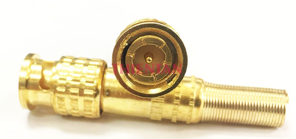 Jack BNC01-V vàng lò xo vặn, lõi đồng