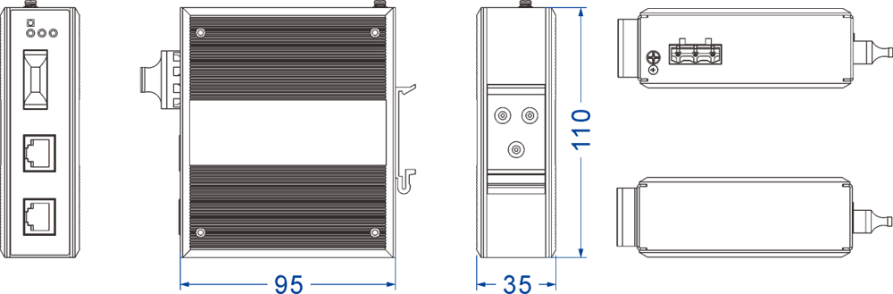 Bộ chuyển đổi quang điện công nghiệp cung cấp 2 cổng Ethernet + 1 cổng quang 